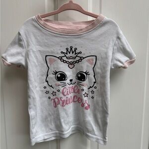 Daughter Queen 4T Girls Cat Little Princess Short Sleeve Pajama Top Shirt White